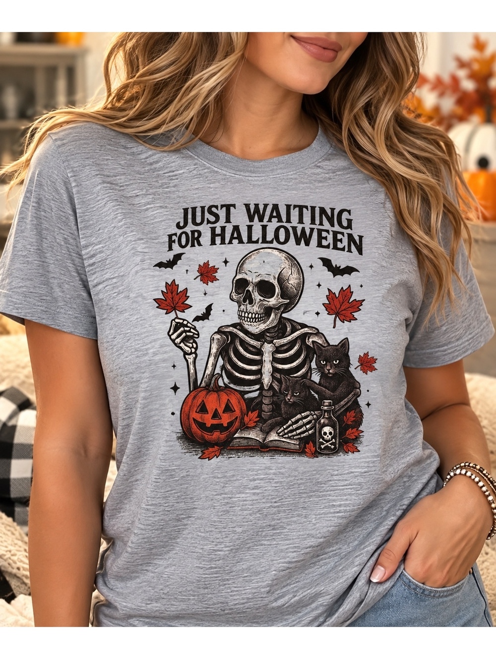 Just Waiting for Halloween Graphic Tee - Women's Short Sleeve T-Shirt